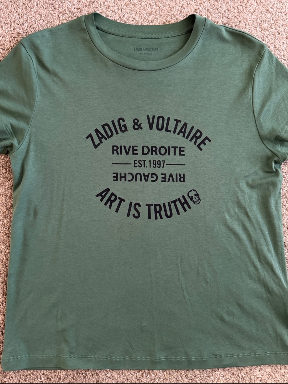 Zadig & Voltaire Olive Green Graphic Logo Tee